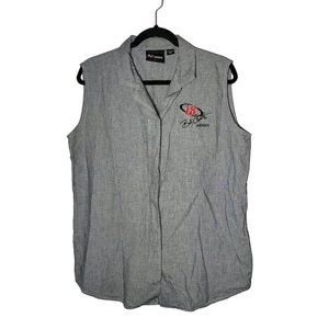 Chase Authentics Women's Nascar Bobby Labonte Button-Down Sleeveless Shirt Large